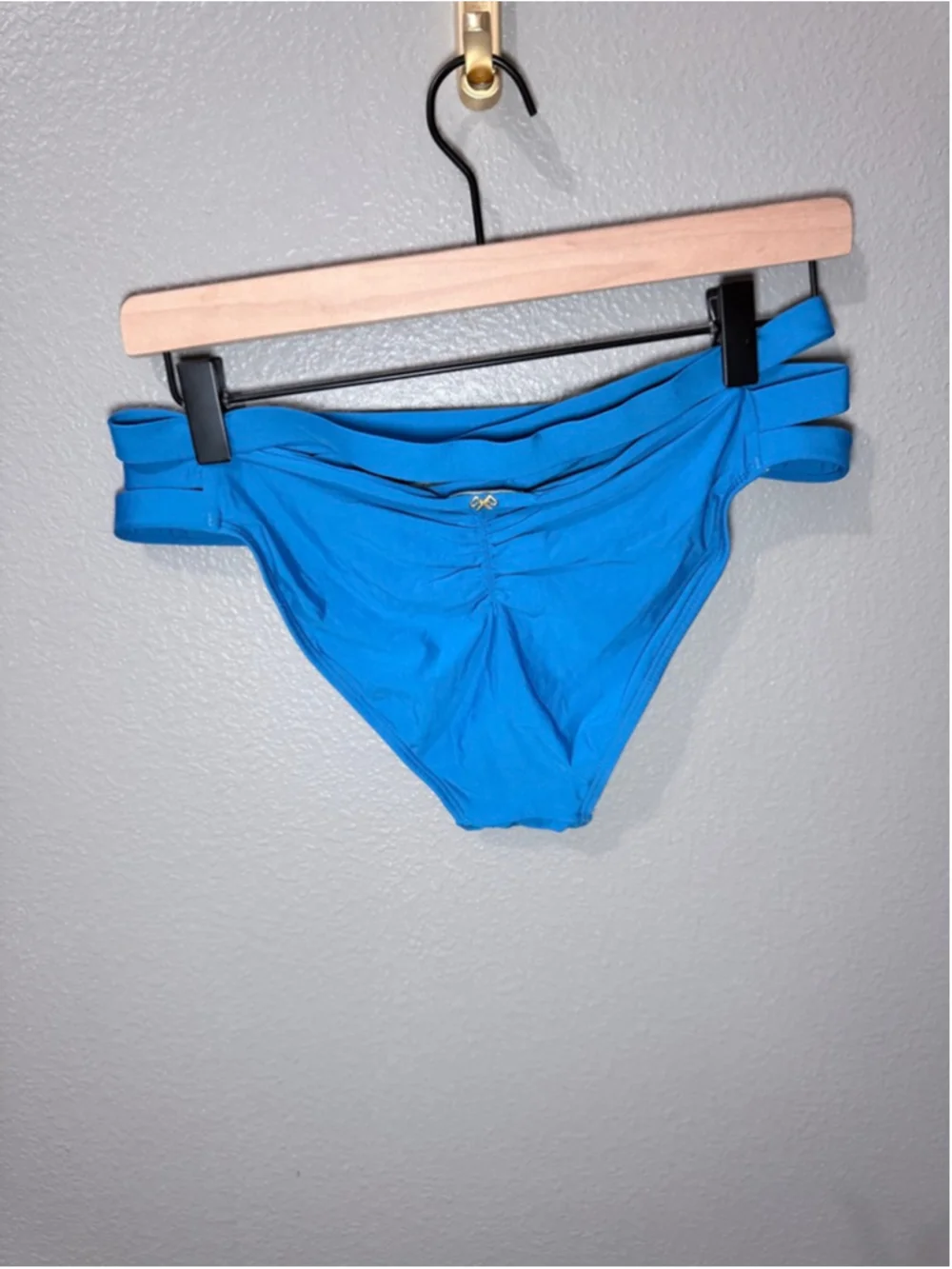 Women's Pq swim Blue Strappy Bikini Bottom M